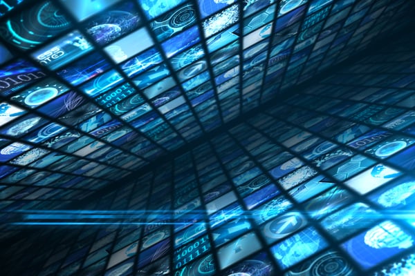 Digitally generated Walls of digital screens in blue Image: Shutterstock